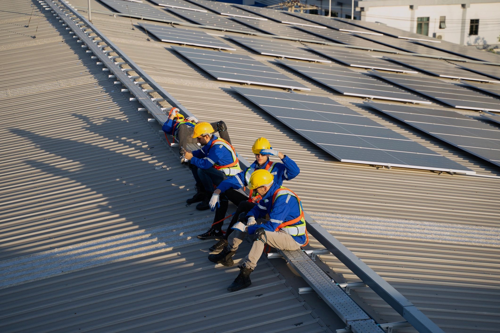 Industrial technicians working on electrical power systems