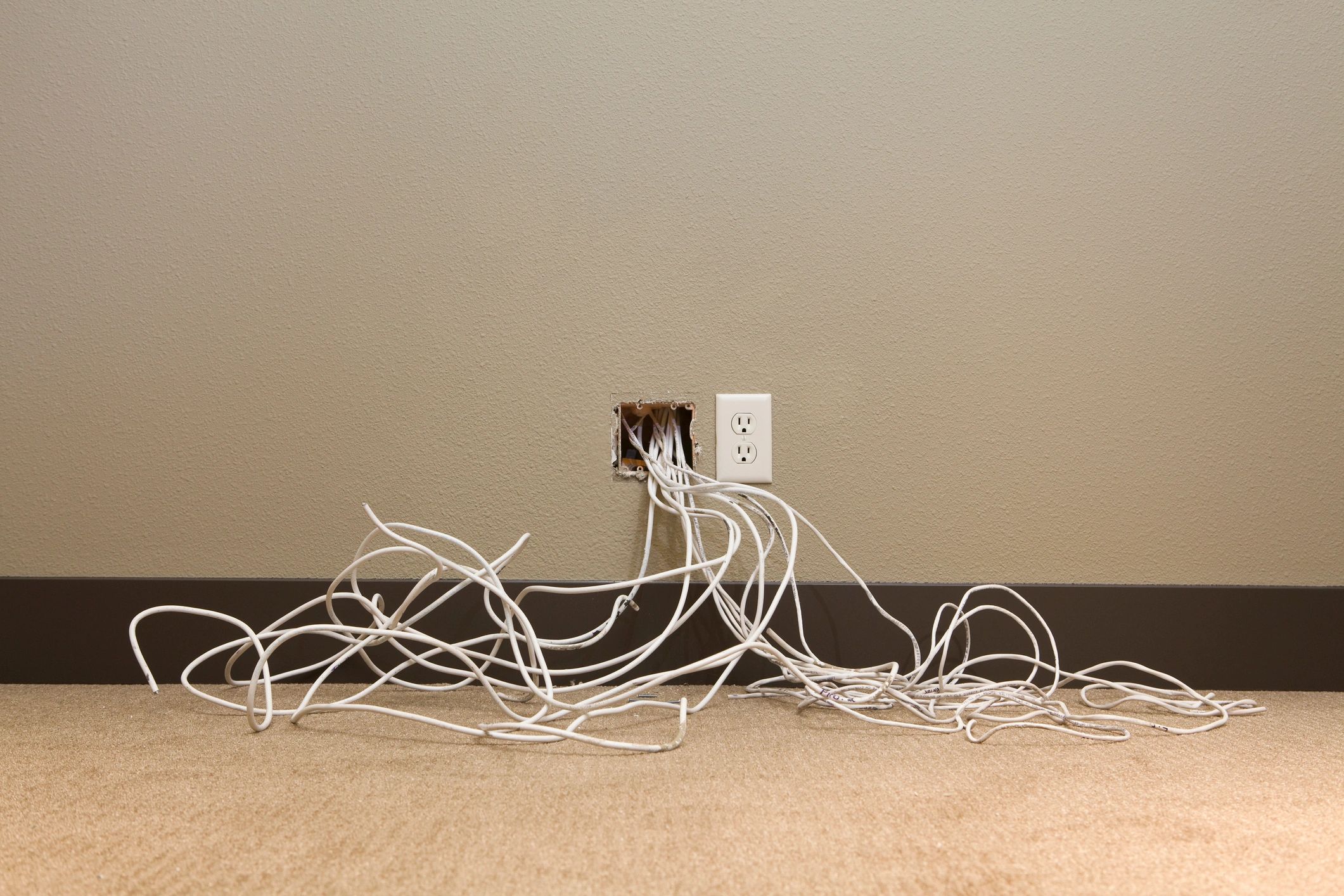 Electrical wiring and power infrastructure representing secure handling of technical information
